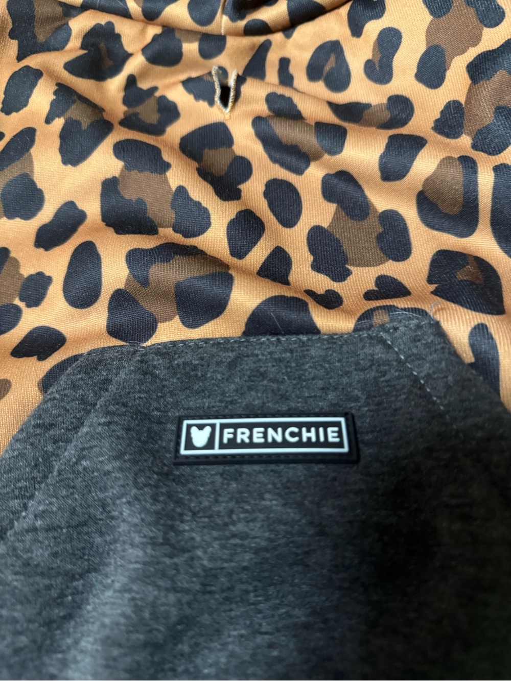 Frenchie Leopard Print Brown & Black Dog Hoodie - Picture 4 of 10